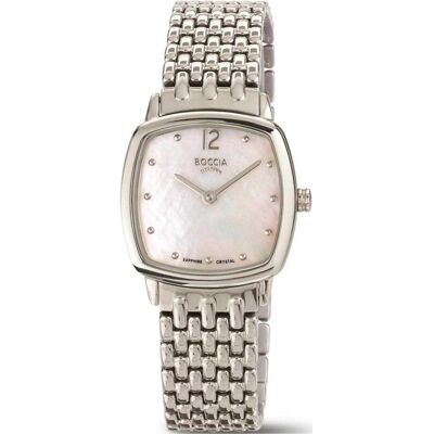 Boccia, Armbanduhr, 3353-01, Silber, Weiss, (Analoguhr) Boccia, Armbanduhr, 3353-01, Silber, Weiss, (Analoguhr)