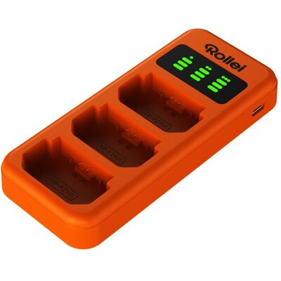 Rollei Ladegerät 3-fach-Schnellladung mit USB-C (Kamera Akku Ladegerät), Kamera Stromversorgung, Schwarz Rollei Ladegerät 3-fach-Schnellladung mit USB-C (Kamera Akku Ladegerät), Kamera Stromversorgung, Schwarz