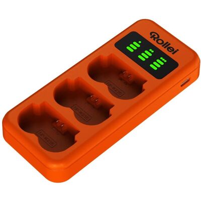 Rollei Ladegerät-Set 3er Pack Kamera-Akkus & Ladegerät (Kamera Akku Ladegerät), Kamera Stromversorgung, Orange Rollei Ladegerät-Set 3er Pack Kamera-Akkus & Ladegerät (Kamera Akku Ladegerät), Kamera Stromversorgung, Orange