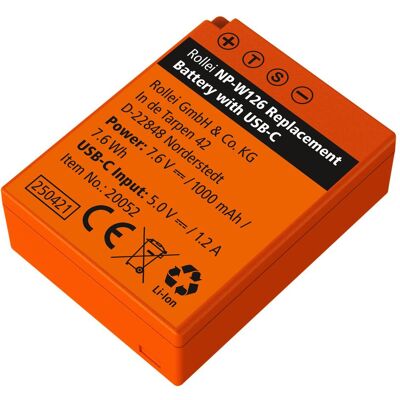 Rollei Kamera-Akku mit USB-C (Kamera Akku), Kamera Stromversorgung, Schwarz Rollei Kamera-Akku mit USB-C (Kamera Akku), Kamera Stromversorgung, Schwarz