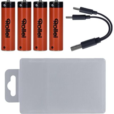 Rollei USB-C Li-Ion Akkus (wiederaufladbar) – 4er-Pack (4 Stk., AA, 1332 mAh), Batterien + Akkus Rollei USB-C Li-Ion Akkus (wiederaufladbar) – 4er-Pack (4 Stk., AA, 1332 mAh), Batterien + Akkus