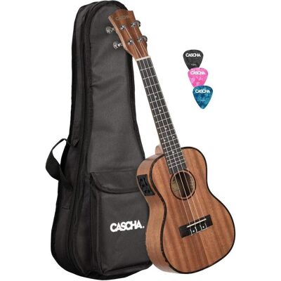 Cascha Premium Konzert Ukulele linkshändig mit Tasche und Plektren (Konzert), Ukulele Cascha Premium Konzert Ukulele linkshändig mit Tasche und Plektren (Konzert), Ukulele