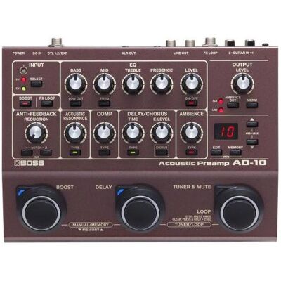 Roland Boss AD-10 Acoustic Preamp, Effektpedal, Braun Roland Boss AD-10 Acoustic Preamp, Effektpedal, Braun