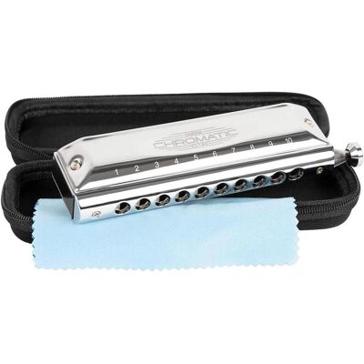 Cascha HH 2272 Chromatische Mundharmonika – 10 Löcher – 40 Töne – C4 bis F#6 (Mundharmonika, Chromatisch), Blasinstrumente, Silber Cascha HH 2272 Chromatische Mundharmonika – 10 Löcher – 40 Töne – C4 bis F#6 (Mundharmonika, Chromatisch), Blasinstrumente, Silber