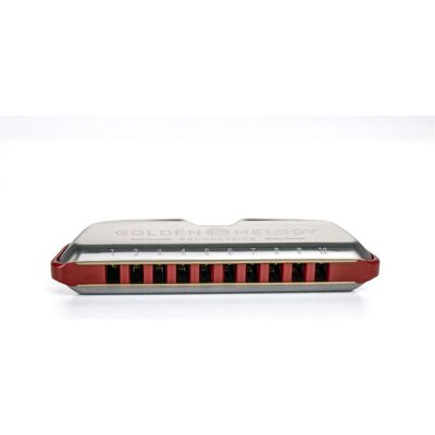 Hohner Golden Melody Progressive B-major (Mundharmonika, Diatonisch), Blasinstrumente, Silber, Rot Hohner Golden Melody Progressive B-major (Mundharmonika, Diatonisch), Blasinstrumente, Silber, Rot