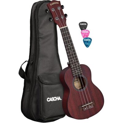 Cascha Soprano Ukulele Mahogany Red Lefthand (incl. Bag padded, 3 Picks) (Soprano), Ukulele, Rot Cascha Soprano Ukulele Mahogany Red Lefthand (incl. Bag padded, 3 Picks) (Soprano), Ukulele, Rot