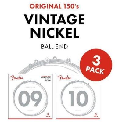 Fender F150L 3' Pack Pure Nickel 009/042 (6x, E-Gitarre, 0.04"), Saiten Fender F150L 3' Pack Pure Nickel 009/042 (6x, E-Gitarre, 0.04"), Saiten
