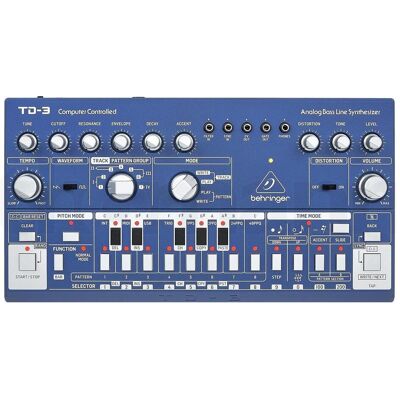 Behringer TD-3-BU Syntezator linii basowej niebieski, Synthesizer, Blau Behringer TD-3-BU Syntezator linii basowej niebieski, Synthesizer, Blau