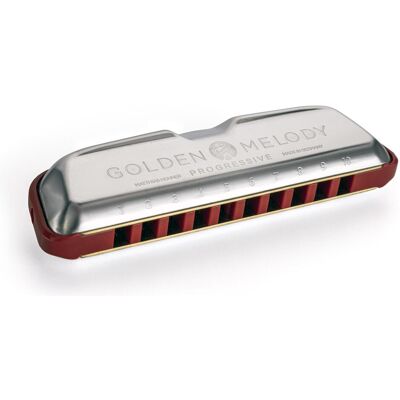 Hohner Golden Melody Progressive Db-major (Mundharmonika), Blasinstrumente, Silber, Rot Hohner Golden Melody Progressive Db-major (Mundharmonika), Blasinstrumente, Silber, Rot
