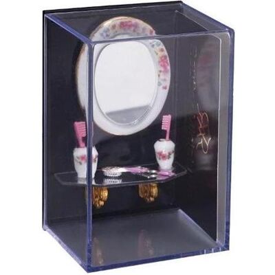 Reutter, Miniaturen, Badset mit ovalem Spiegel, Ablage, Bürste und Zahnputzbecher – Dekor Dresdner Rose Reutter, Miniaturen, Badset mit ovalem Spiegel, Ablage, Bürste und Zahnputzbecher – Dekor Dresdner Rose