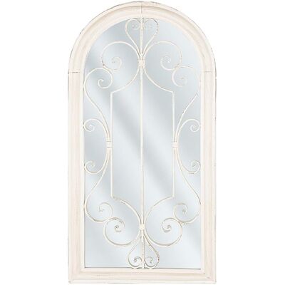 Beliani Wandspiegel Off-White 49 x 97 cm Fensterform Metallrahmen Vintage - Wandspiegel Beliani Wandspiegel Off-White 49 x 97 cm Fensterform Metallrahmen Vintage - Wandspiegel