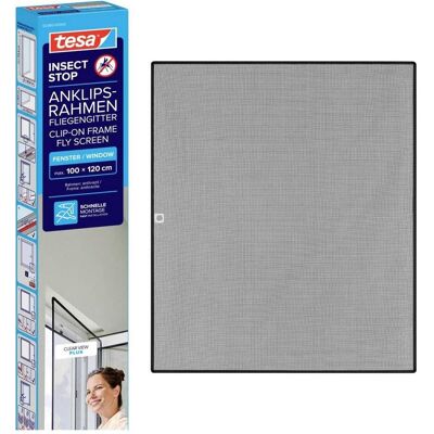 tesa, Fliegengitter, CLIP-ON Insektenschutz mit Anklipsrahmen für Fenster, zuschneidbarer Rahmen, ohne Bohren (100 x 120 cm) tesa, Fliegengitter, CLIP-ON Insektenschutz mit Anklipsrahmen für Fenster, zuschneidbarer Rahmen, ohne Bohren (100 x 120 cm)