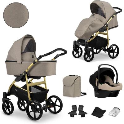 Kunert, Kinderwagen, Kombikinderwagen Mata 02 Mocca, Gestell gold, inkl. Autositz Cosmo Kunert, Kinderwagen, Kombikinderwagen Mata 02 Mocca, Gestell gold, inkl. Autositz Cosmo