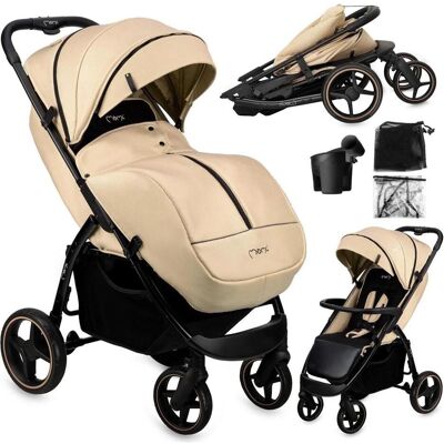 MoMi, Kinderwagen, MIYA EVA – Buggy mit Einhand-Faltung, XL-Räder, Zubehör, verstellbar, Sonnenverdeck – Beige MoMi, Kinderwagen, MIYA EVA – Buggy mit Einhand-Faltung, XL-Räder, Zubehör, verstellbar, Sonnenverdeck – Beige