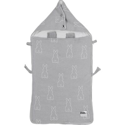 Meyco, Kinderwagen Fusssack, Baby x Frau Keiser Kaninchen Fussmuff - Silber - 40x82 cm Meyco, Kinderwagen Fusssack, Baby x Frau Keiser Kaninchen Fussmuff - Silber - 40x82 cm