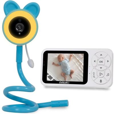 Evolveo, Babyphone, Baby Monitor N35, baby monitor with camera, VOX, thermometer, night vision, RGB light, Blue (Babyphone mit Kamera) Evolveo, Babyphone, Baby Monitor N35, baby monitor with camera, VOX, thermometer, night vision, RGB light, Blue (Babyphone mit Kamera)