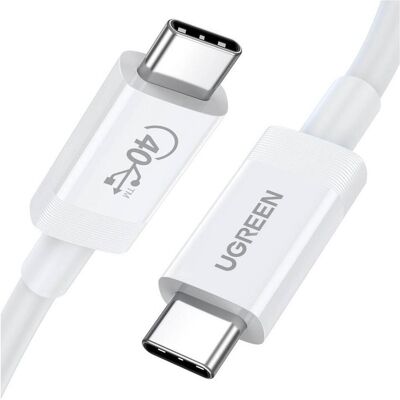 Ugreen USB-C Kabel - 8K 60Hz - 40Gbps - 0,8m - Weiß - USB 4 Ugreen USB-C Kabel - 8K 60Hz - 40Gbps - 0,8m - Weiß - USB 4