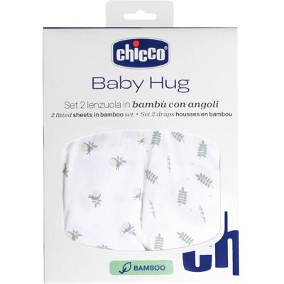 Chicco Fixleintuch Babybett, Baby Hug Bamboo Greenery Spannbettlaken 2 Stück Chicco Fixleintuch Babybett, Baby Hug Bamboo Greenery Spannbettlaken 2 Stück