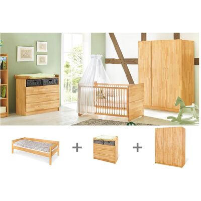 Pinolino, Komplett-Babyzimmer, Jugendzimmer „Natura” breit gross, 3-tlg. (Babybett, Kinderkleiderschrank, Wickelkommode) Pinolino, Komplett-Babyzimmer, Jugendzimmer „Natura” breit gross, 3-tlg. (Babybett, Kinderkleiderschrank, Wickelkommode)