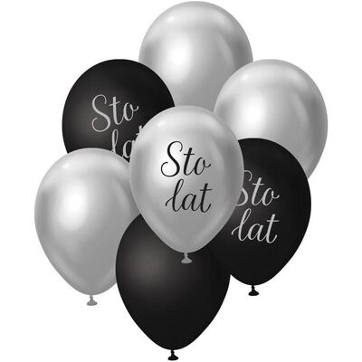 GoDan B&C Luftballons, silberner und schwarzer Strauss, 100 Jahre, 7 Stück (7x) GoDan B&C Luftballons, silberner und schwarzer Strauss, 100 Jahre, 7 Stück (7x)