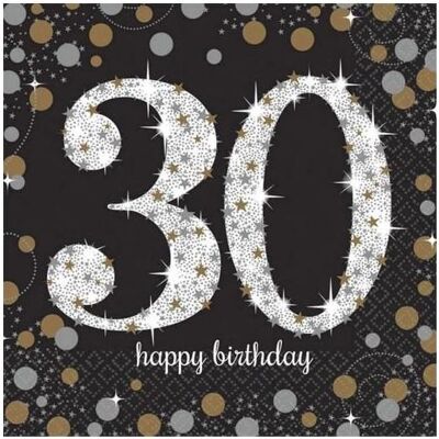Amscan, Servietten, 30 Sparkling Celebration (16 Stk., 33 x 33 cm) Amscan, Servietten, 30 Sparkling Celebration (16 Stk., 33 x 33 cm)