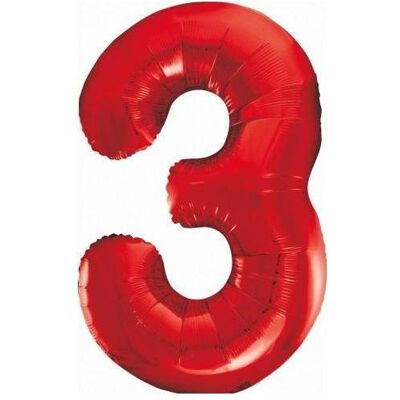 GoDan B&C Folienballon, Zahl 3, rot, 85 cm (1x) GoDan B&C Folienballon, Zahl 3, rot, 85 cm (1x)