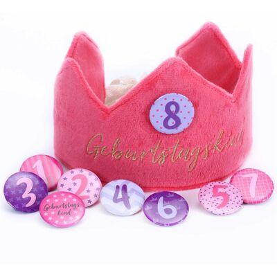 Papierdrachen Geburtstagskrone - Samt - Pink (1 Stk.) Papierdrachen Geburtstagskrone - Samt - Pink (1 Stk.)
