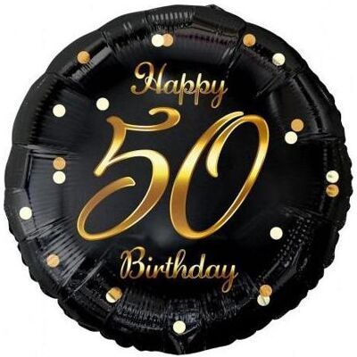 GoDan B&C Happy 50 Birthday Folienballon, Schwarz und Gold (1x) GoDan B&C Happy 50 Birthday Folienballon, Schwarz und Gold (1x)
