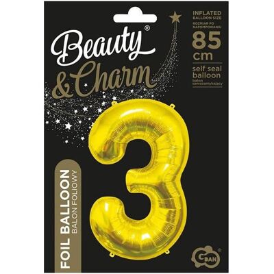 GoDan B&C Folienballon 3 Gold 85cm (1x) GoDan B&C Folienballon 3 Gold 85cm (1x)