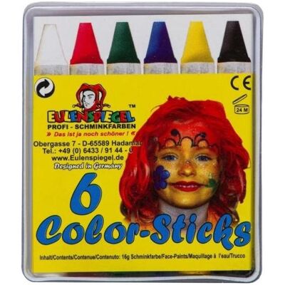 Eulenspiegel Color-Sticks - 6 Stück Schminkstifte Eulenspiegel Color-Sticks - 6 Stück Schminkstifte