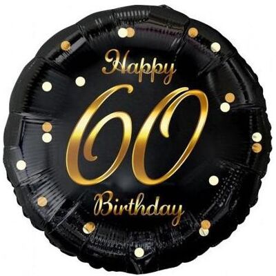 GoDan B&C Happy 60 Birthday Folienballon, Schwarz und Gold (1x) GoDan B&C Happy 60 Birthday Folienballon, Schwarz und Gold (1x)