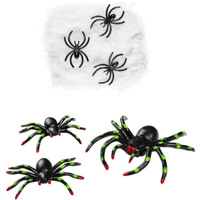 Magni Spinnennetz weiss mit 3 Spinnen (1 Stk.) Magni Spinnennetz weiss mit 3 Spinnen (1 Stk.)