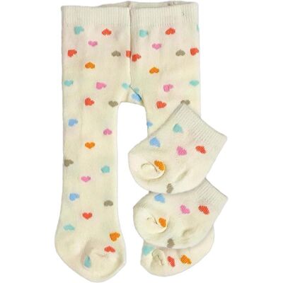 Magni Puppen-Strumpfhose Herz-Konfetti mit Söckchen beige Grösse 28-35cm Magni Puppen-Strumpfhose Herz-Konfetti mit Söckchen beige Grösse 28-35cm