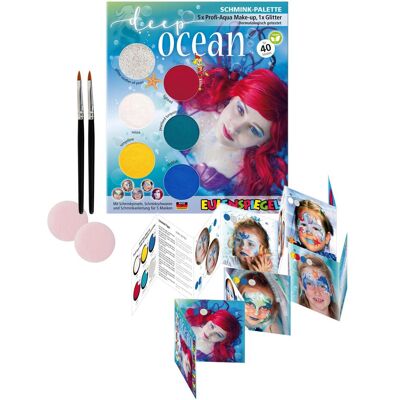 Magni Eulenspiegel 207017 - Schmink-Palette Deep Ocean, Anleitung für 5 Meeres Masken, Kinderschminke, Fas Magni Eulenspiegel 207017 - Schmink-Palette Deep Ocean, Anleitung für 5 Meeres Masken, Kinderschminke, Fas