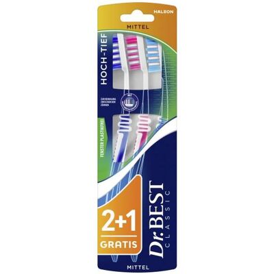 Dr.Best, Handzahnbürste, Dr. Best, eine Reihe von Zahnbürsten, weich, mittel und hart, 3 Teile (Mittel, 3x) Dr.Best, Handzahnbürste, Dr. Best, eine Reihe von Zahnbürsten, weich, mittel und hart, 3 Teile (Mittel, 3x)