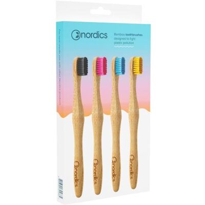 Nordics, Handzahnbürste, Öko Zahnbürsten Bambus – Sparpack – 4x Erwachsene (Mittel, 4x) Nordics, Handzahnbürste, Öko Zahnbürsten Bambus – Sparpack – 4x Erwachsene (Mittel, 4x)