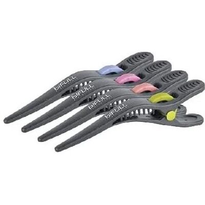 Bifull, Haarklammer + Haarclips, Black Clipper with Colored Details 10cm - Pack of 4 (4 Stk.) Bifull, Haarklammer + Haarclips, Black Clipper with Colored Details 10cm - Pack of 4 (4 Stk.)