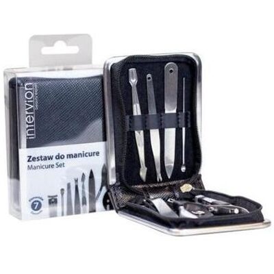 Markenlos, Nagelpflegegerät, INTER-VION SET Black Leather zestaw do manicure obcinacz + cążki + pilniczek + pęseta + nożyczki + Markenlos, Nagelpflegegerät, INTER-VION SET Black Leather zestaw do manicure obcinacz + cążki + pilniczek + pęseta + nożyczki +