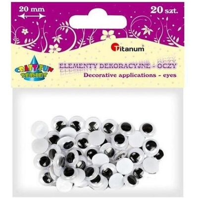 Titanum, Künstliche Wimpern, Augen ohne Kleber und Wimpern 20mm 20St Titanum, Künstliche Wimpern, Augen ohne Kleber und Wimpern 20mm 20St