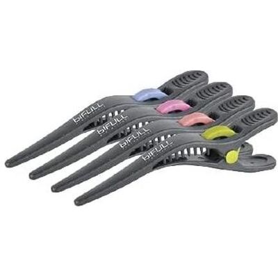 Bifull, Haarklammer + Haarclips, Black Clipper with Colored Details 10cm - Pack of 4 (4 Stk.) Bifull, Haarklammer + Haarclips, Black Clipper with Colored Details 10cm - Pack of 4 (4 Stk.)