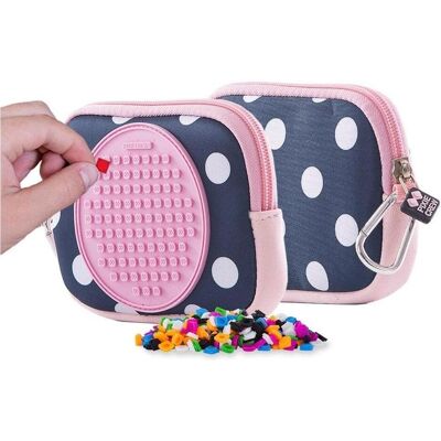 Pixie, Kosmetikspiegel, Reissverschlusstasche mit rosa Panel Pixie, Kosmetikspiegel, Reissverschlusstasche mit rosa Panel