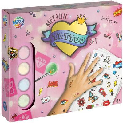Grafix Metallic Tattoo Set Inkl. Schablonen, Metallic Tattoos, Steine, Kleber, Pinsel Grafix Metallic Tattoo Set Inkl. Schablonen, Metallic Tattoos, Steine, Kleber, Pinsel
