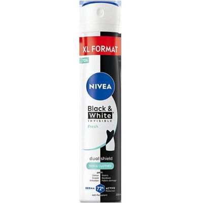 Nivea Black & White Invisible Fresh + Antibacterial - Antitranspirant-Spray - 200ml Nivea Black & White Invisible Fresh + Antibacterial - Antitranspirant-Spray - 200ml