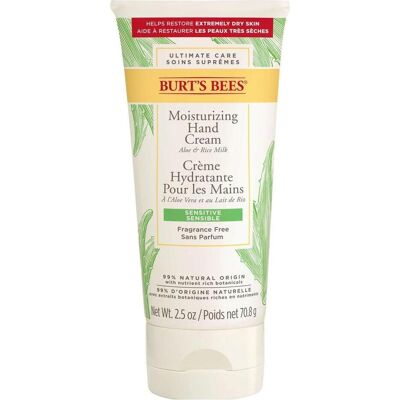 Burt's Bees, Handcreme, Feuchtigkeitsspendende Creme für sehr trockene Hände und empfindliche Haut mit Aloe und Reismilch Burt's Bees, Handcreme, Feuchtigkeitsspendende Creme für sehr trockene Hände und empfindliche Haut mit Aloe und Reismilch