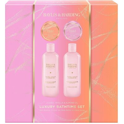 Baylis & Harding, Beauty Geschenkset, Badeset mit Jojoba-, Vanille- und Mandelöl, 4-teiliges Geschenkset (Körperpflegeset) Baylis & Harding, Beauty Geschenkset, Badeset mit Jojoba-, Vanille- und Mandelöl, 4-teiliges Geschenkset (Körperpflegeset)