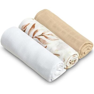 Sensillo, Pucktuch + Nuscheli, Mulltücher 3er Set aus Muslin Beige (80 x 70 cm) Sensillo, Pucktuch + Nuscheli, Mulltücher 3er Set aus Muslin Beige (80 x 70 cm)
