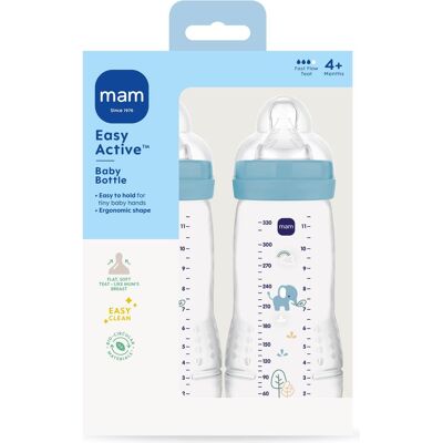MAM, Babyflasche, - Easy Active Baby Bottle - Blue - 330ml (330 ml) MAM, Babyflasche, - Easy Active Baby Bottle - Blue - 330ml (330 ml)