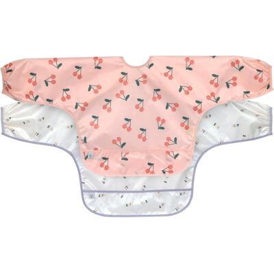 Lässig Kirsche Langarm-Lätzchen-Set - Lustiges Fruchtmuster Lässig Kirsche Langarm-Lätzchen-Set - Lustiges Fruchtmuster