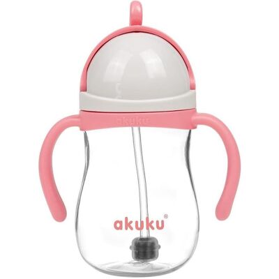 Akuku, Babyflasche, A0676 Bidon Ze Słomką Z Odważnikiem Różowy (280 ml) Akuku, Babyflasche, A0676 Bidon Ze Słomką Z Odważnikiem Różowy (280 ml)