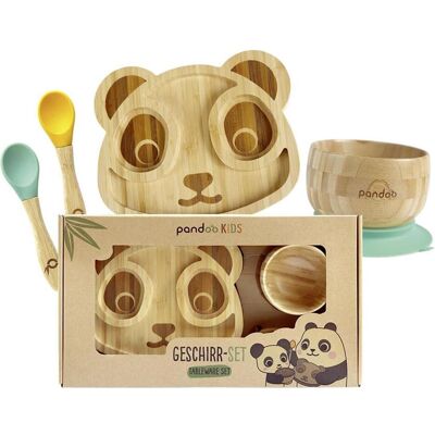Pandoo, Kindergeschirr + Kinderbesteck, Kindergeschirr Set 4tlg Pandoo, Kindergeschirr + Kinderbesteck, Kindergeschirr Set 4tlg